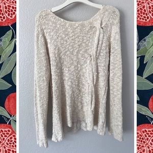 Anthropologie Cream Braid Knit Sweater